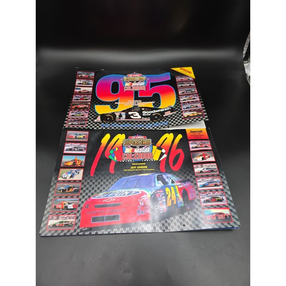 Vintage Pair 1995 & 1996 Nascar Calendars Dale Earnhardt & Jeff Gordan